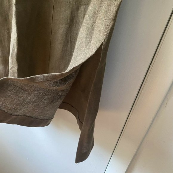 Talbots Skirt Irish Linen Brown Knee Length slits - Picture 3 of 10